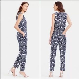 J.Crew blue and white print linen blend jumpsuit- Brand New